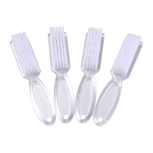 Yebeauty Nail Brush Fingernail Cleaner, 4 Pack Hand Scrub Cleaning Brush Plastic Hand Finger Toes Scrubbing Brush, Pedicure Nail Scrubber,Clear