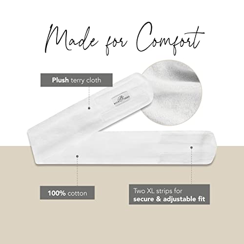 Boca Terry Makeup Headband, 100% Cotton Women's Adjustable Towel Headband for Washing Face, Facial, Cosmetic & Skin Care Treatments. 3-Pack