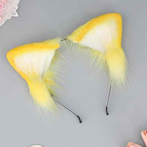 Handmade Cat Fox Wolf Ears Headband Animals Ears Headwear for Christmas Cosplay Costume Accessories