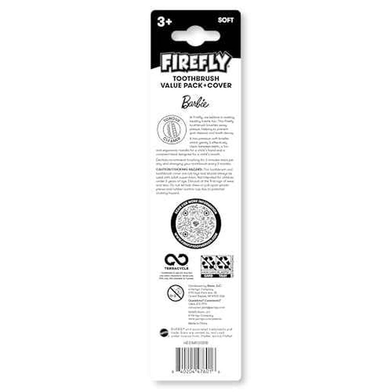 Firefly Barbie Toothbrush Value Pack, Soft Bristle Toothbrush for Kids 3+, 3 Ct