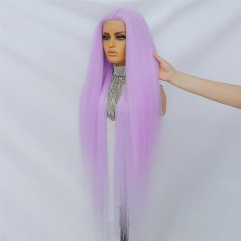 Felek 40 Inch Purple Straight 13x6 Lace Front Wigs Super Long Synthetic Pre-plucked Lace Wigs Wear and Go Glueless HD Lace Frontal Wig For Fashion Women/Girls (13x6 Lace Purple)