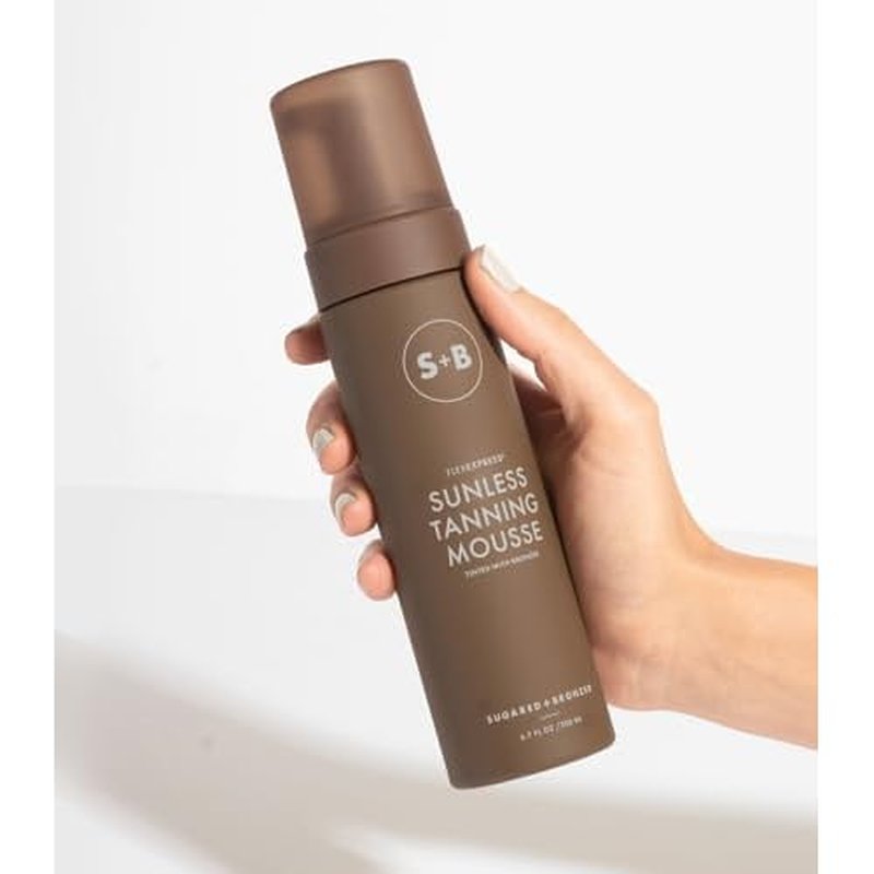 SUGARED + BRONZED Sunless Tanning Mousse ? FlexExpress¢ç Formula, Self-Tanner for Body, Lightweight & Non-Greasy, Natural Glow, Paraben Free, Long-Lasting Tan, Quick-Dry, Suits All Skin Types (6 Fl Oz)