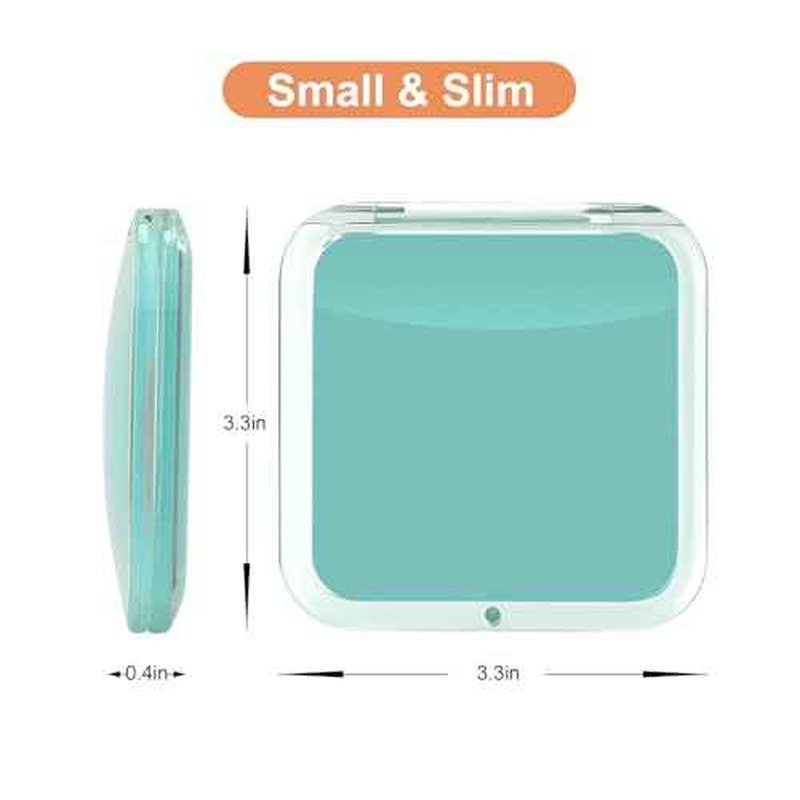 Compact 15X Magnifying Makeup Mirror for Travel, Small Pocket Mirror-Handheld, Foldable & Portable 2-Sided with 15X Magnifying and 1X Mirror for Purses - Square 3.3 x 3.3 inch (Green)