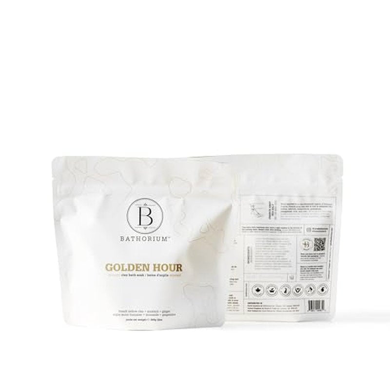 Bathorium Golden Hour Mud Mineral Soak, Detox Bath Soak with French Grey Sea Salt, Ginger & Mandarin, Sinus Relief & Recovery, pH-Balanced for Women, Approximately 3 Baths, 32 oz