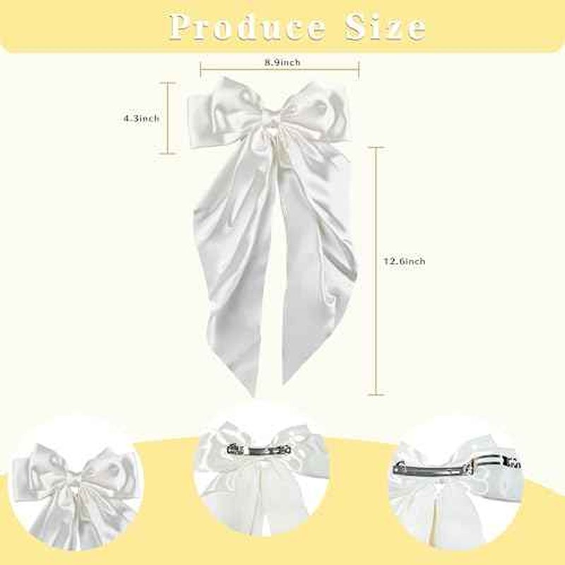 Stocking Stuffers for Women - 2 PCS White Black Hair Bows - Hair Accessories for Women Girls | Cute Clips Claws Barrettes for Mom - Christmas Birthday Valentines Day Gifts | Easter Basket Stuffers