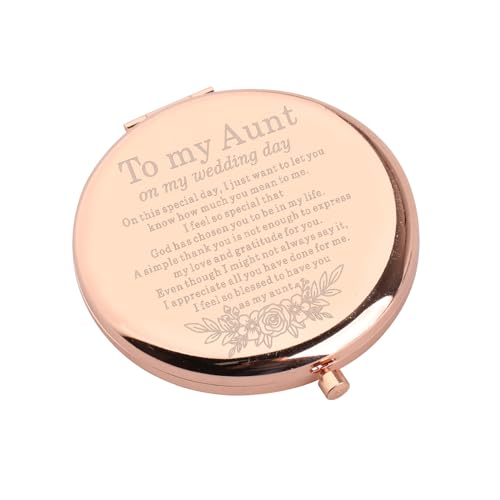 WSNANG Aunt Makeup Compact Mirror to My Aunt On My Wedding Day Gifts Thank You Aunt of The Bride Gifts (Aunt Mirror-rg)