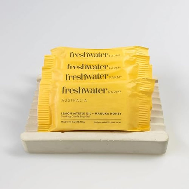 Freshwater Farm Australia Guest Soap Bars|Lemon Myrtle Oil & Manuka Honey Guest Soaps/Mini Soaps | Triple-Milled| 30g x 32 pack for Hotels & Airbnb