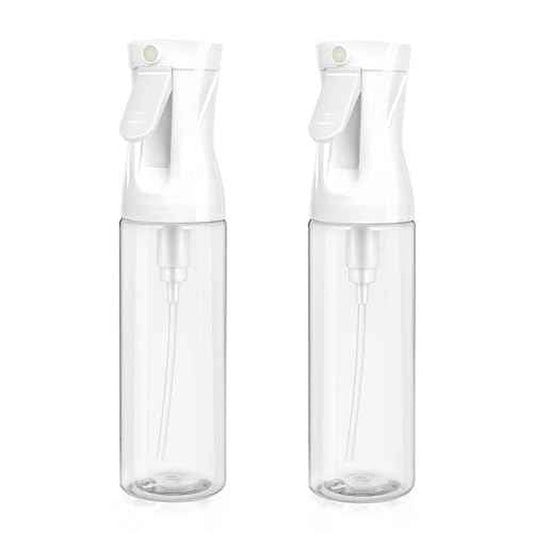 2-Pack Continuous Fine Mist Spray Bottle for Hair - Patented Ultra-Fine Mist for Hairstyling, Cleaning, Plants, and More - BPA-Free, Leak-Proof, 360¡Æ Spray, Durable - White (300 ml/10.1oz)