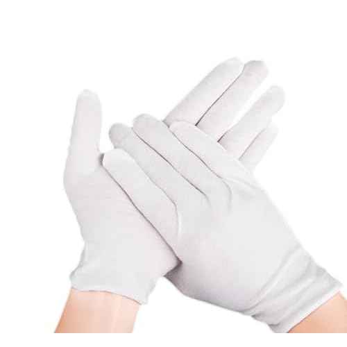 12 Pairs White Cotton Gloves For Dry Hands and Eczema,Soft Breathable Stretchy Working Gloves for coins, Jewelry,Moisturizing Glove for Women and man