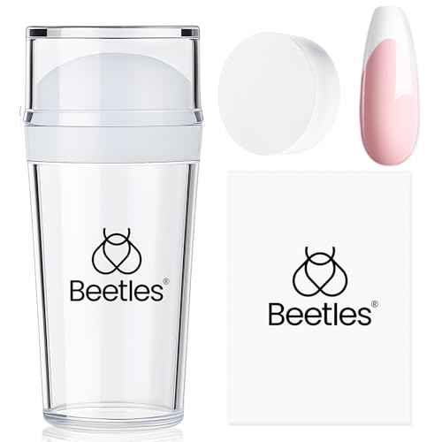 Beetles Nail Stamp 3Pcs Silicone French Tip Nail Stamp Kit with Replacement Nail Stamper Heads and Scrapers Soft Silicone Nail Printing Tool for Home Manicure Diy Nail Art Salon Gifts for Girls