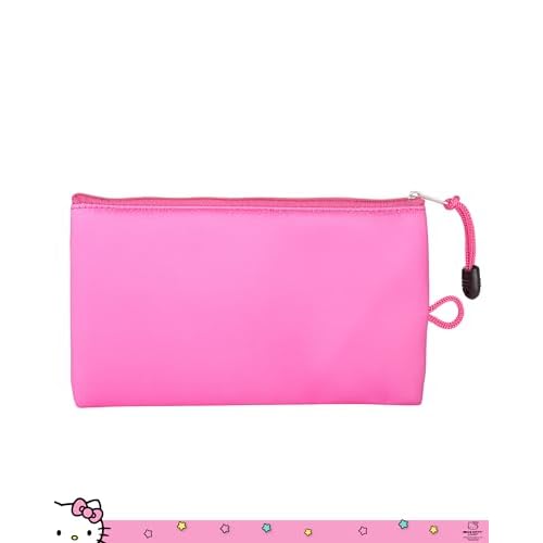 Hello Kitty Makeup Bag Official License, Pink Neoprene Zip Pouch for Travel, Cute Pencil Pouch and Pencil Bag