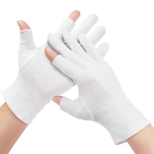 4 Pairs Cotton Moisturizing Gloves Touchscreen - 100% White Cotton Gloves for Dry Hands Eczema Sleeping Overnight Lotion Spa Treatment - Moisturizing Night Gloves