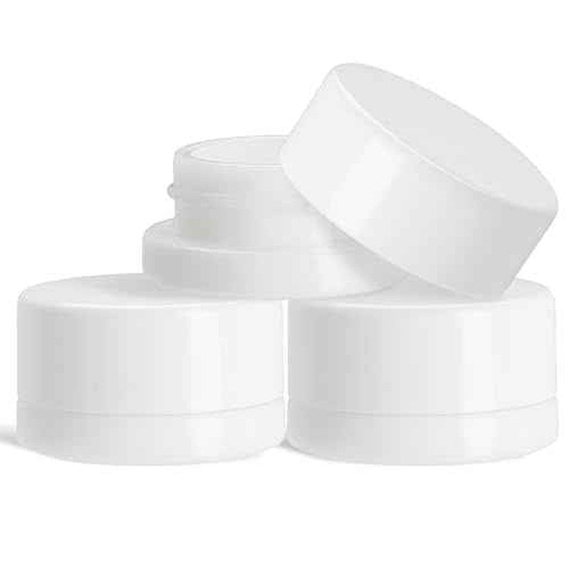 (200 Pack) 9ml Thick White Glass Jars with White Child Resistant Lids - UV Resistant - Storage for Oil, Wax, Lip Balm, Cosmetics - Child Proof Container