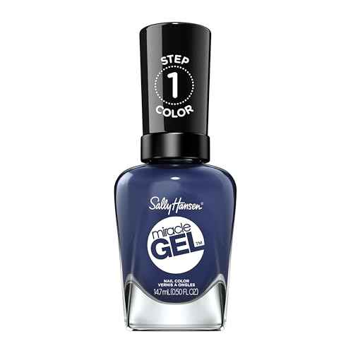 Sally Hansen Miracle Gel Salon Quality Nail Polish | Gel-Like Formula, Two-Step System, No UV Light Needed, Long Lasting | Opaque | 609 Midnight Mod | Navy Blue Nail Polish