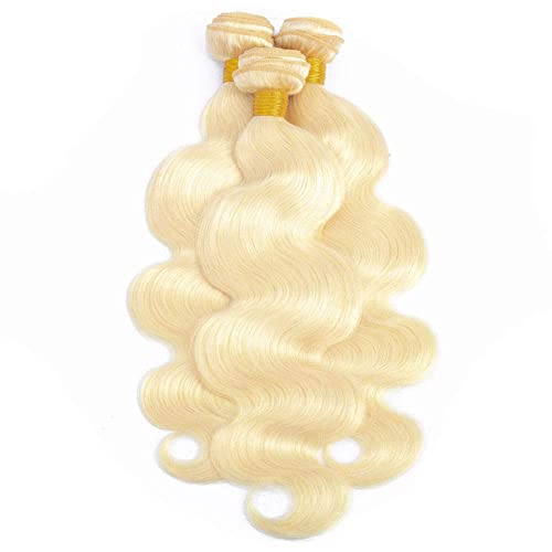613 Human Hair Bundles Body Wave Blonde Bundles 100% Unprocessed 12A Grade Brazilian Virgin Human Hair 613 Hair Extensions for Women 16 Inch