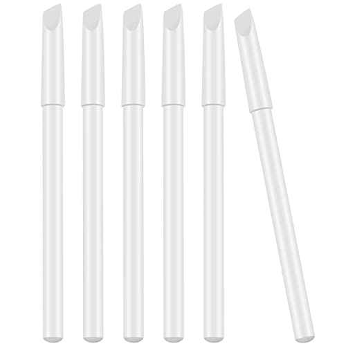 6 Pieces White Nail Pencils 2-In-1 Nail Whitening Pencils with Cuticle Pusher for French Manicure Supplies