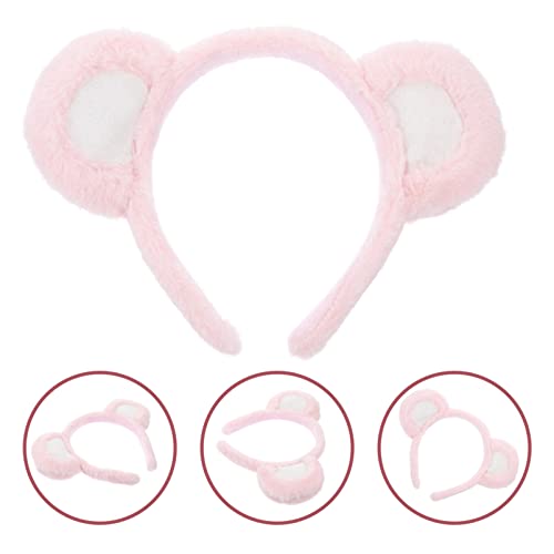 minkissy Lovely Ears Headband - Pink Animal Bears Headband Cute Plush Animal Costume for Women Halloween Christmas Pink
