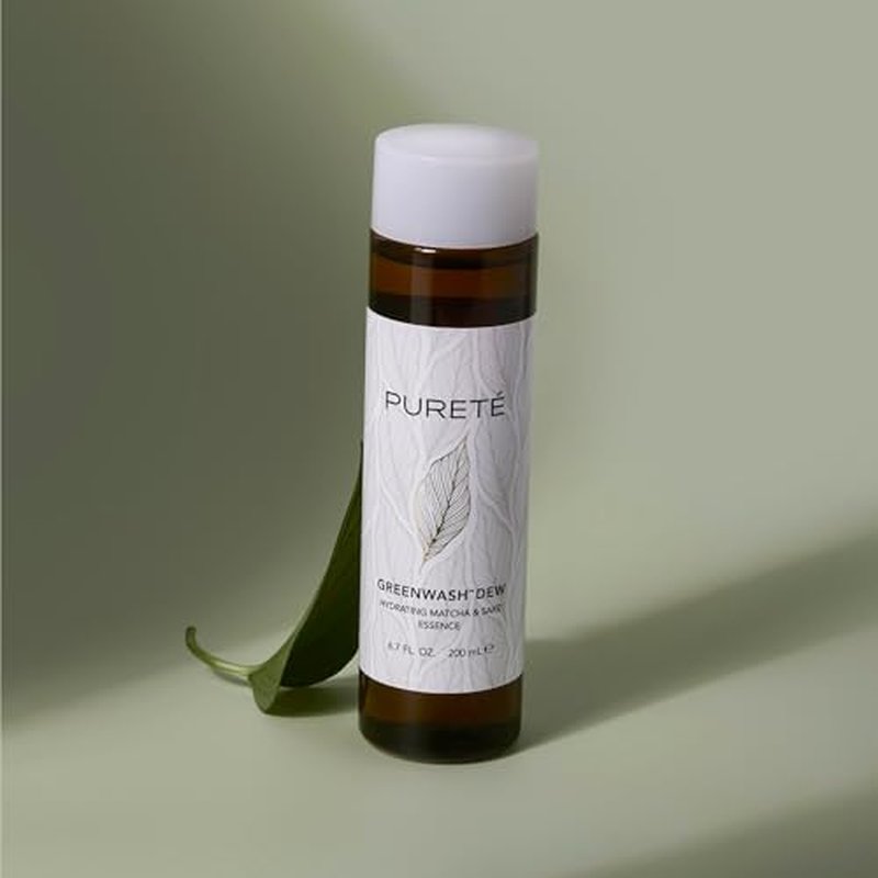 Puret? Greenwash Dew Essence infused with ECOCERT Matcha & Fermented Sake | Anti-Oxidant Hydrating Treatment Toner for Post-Cleansed Skin | Made in Japan | 6.7 oz.