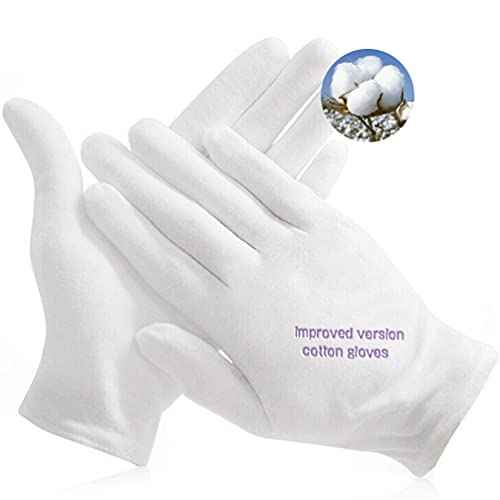 24pcs Unisex Soft White Cotton Gloves for Dry Hands, Work, Coin Jewelry Inspection, Moisturizing Eczema Cotton Gloves, Small Size for Child