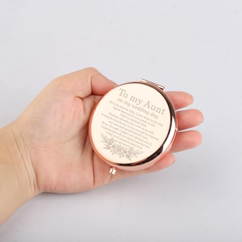WSNANG Aunt Makeup Compact Mirror to My Aunt On My Wedding Day Gifts Thank You Aunt of The Bride Gifts (Aunt Mirror-rg)