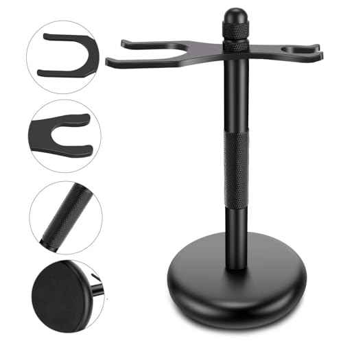 Safety Razor and Brush Stand Holder with Synthetic Hair Shaving Brush with Solid Wood Handle Prolong The Life of Your Shaving Brush