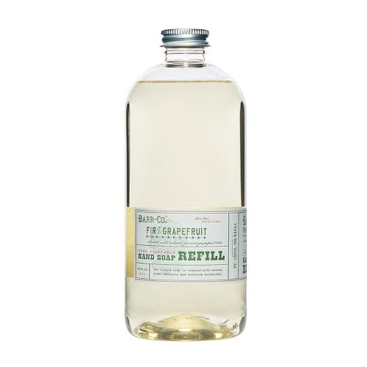 BARR-CO. Hand Soap Refill ? Natural Liquid Soap with Moisturizing Botanicals, Vegan & Plant-Based, Refreshing Citrus & Balsam Scent, for Kitchen & Bathroom, Fir & Grapefruit 32fl oz