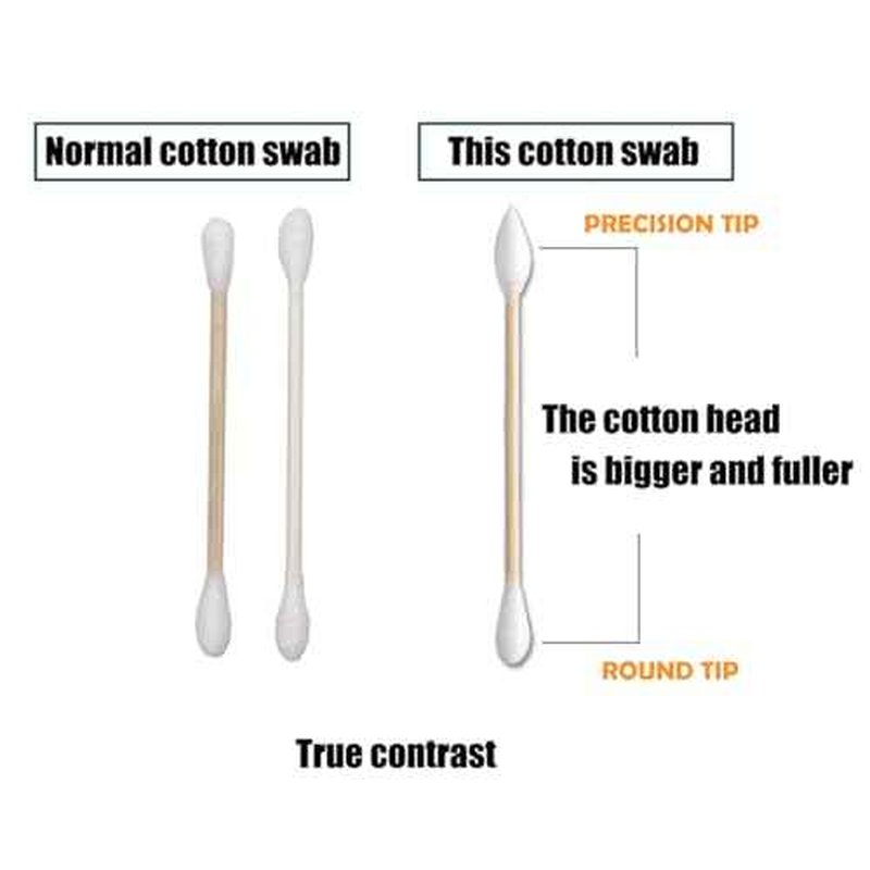 Thick Cotton Swabs,XL Size Natural Bamboo Cotton Buds,Precision & Round Tip 252pcs