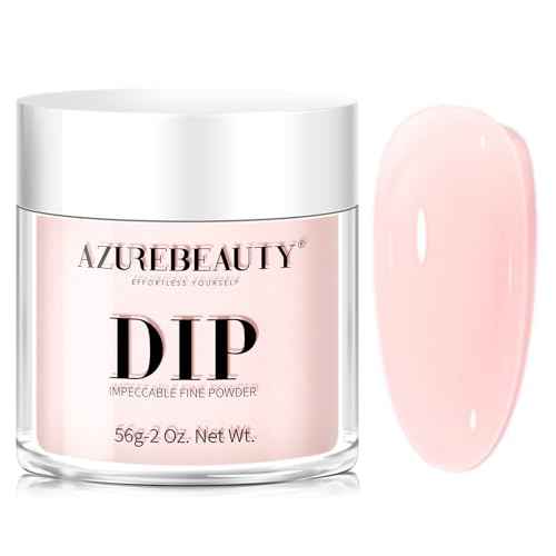AZUREBEAUTY Translucent Dip Powder - Jelly Baby Pink Color 2Oz/56g, Sheer Rose Pink Neutral Semi-transparent Clear Dipping Powder Crystal French Nail Art Starter Manicure Salon DIY Home Gift
