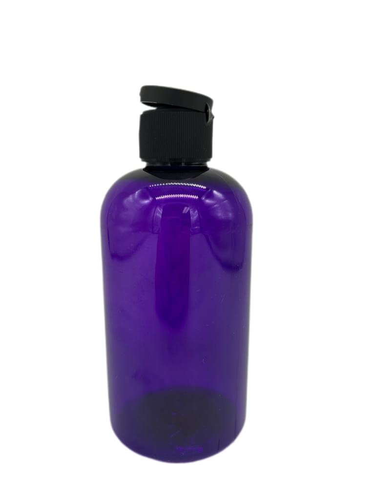 Natural Farms 8 oz Purple Boston Plastic Bottles -12 Pack Empty Bottle Refillable - BPA Free - Essential Oils - Aromatherapy | Black Flip Top Snap Cap - Made in the USA