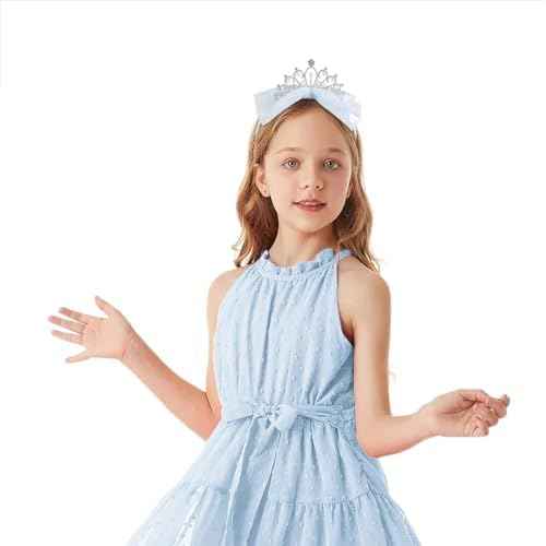 Huachi Girls Princess Tiara Crown Headbands Cute Tulle Bow Tiaras Birthday Headband for Girl Tiaras Crowns Head Band Party Fairy Costume Hair Accessories (Blue)