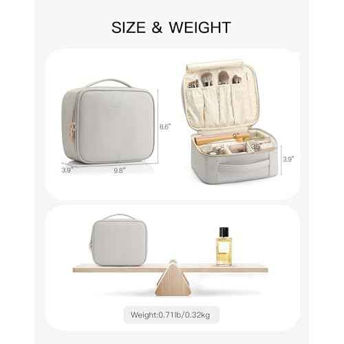 Vlando Travel Makeup Cosmetic Case Organizer Portable Storage Bag with Adjustable Dividers for Cosmetics Makeup brushes, girls, women, friends.£¨gray£©