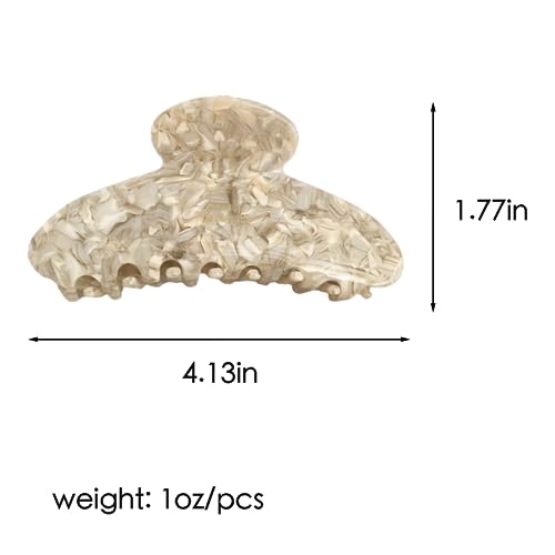 French Large Hair Claw Clips for Thick Hair, Tortoise Hair Clips, Acrylic Celluloid French Butterfly Jaw Clips, Strong Hold for Women Girls (Caramel color)