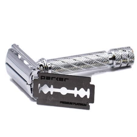 Parker 87R Compact Butterfly Safety Razor - Short Handle Brass Frame with Textured Grip for Precision Wet Shaving