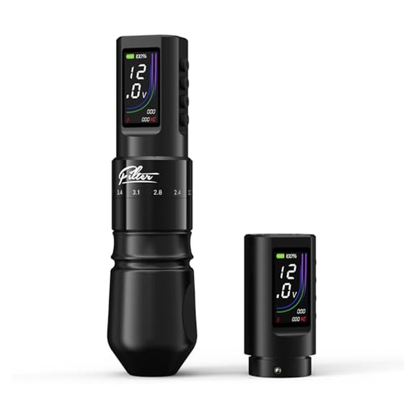 Filter Tattoo Gun - 7 Strokes 2.0-4.0mm Tattoo Machine Pen with Extra OLED Digital Display 1600mAh Battery Power Tattoo Kit for Beginners and Artists (X40 Black)