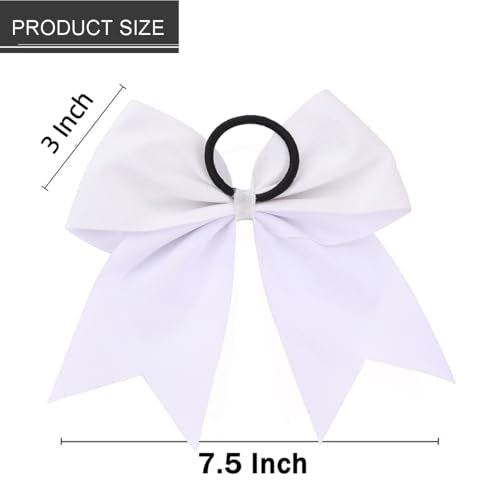 16 PCS Large Glitter White Cheer Hair Bows, Shiny Cheerleading Bows Ponytail Holder for Cheerleader Girls Softball Sports and Christmas Tree Decor (Glitter White)
