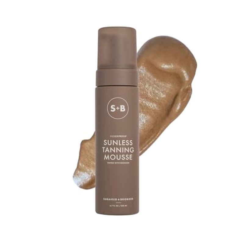 SUGARED + BRONZED Sunless Tanning Mousse ? FlexExpress¢ç Formula, Self-Tanner for Body, Lightweight & Non-Greasy, Natural Glow, Paraben Free, Long-Lasting Tan, Quick-Dry, Suits All Skin Types (6 Fl Oz)