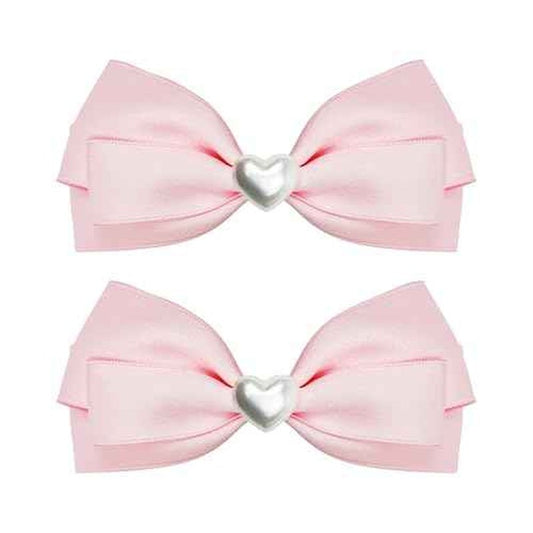 2pcs Pink hair bows for girls, cute bow hair clips for women, light pink hair bow with alligator hair clip, christmas and valentines hair bows, hair accessories for girls