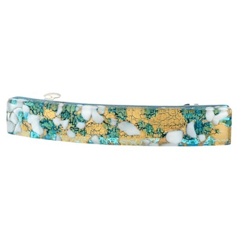 Glass Of Venice Murano Glass Venetian Reflections Hair Clip - Aqua Gold
