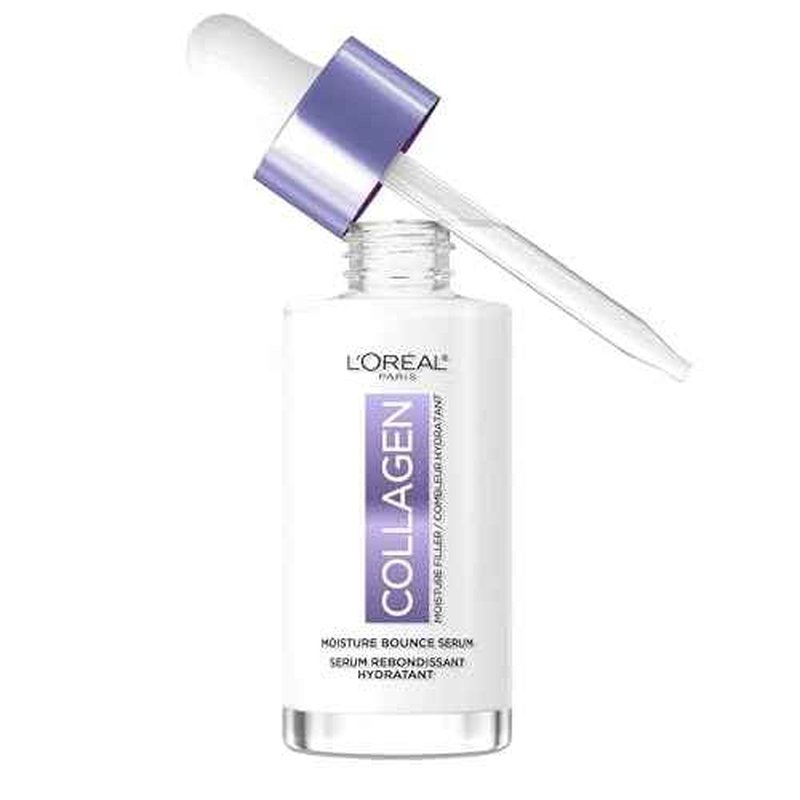 L'Oreal Paris Collagen Moisture Filler Moisture Bounce Face Serum, Glow Serum with Collagen, Glycerin, and Squalane for Bouncy, Radiant, Hydrated Skin