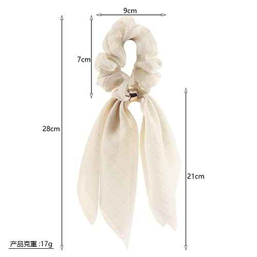6 Pcs Scrunchies and Hair Accessories: Chiffon Floral Bowknot Ponytail Holders, Soft Elastic Hair Ribbons and Bunny Ear Ties for Women and Girls