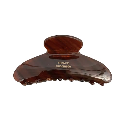 French Large Hair Claw Clips for Thick Hair, Tortoise Hair Clips, Acrylic Celluloid French Butterfly Jaw Clips, Strong Hold for Women Girls (Caramel color)