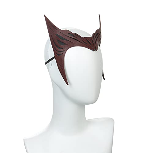 Women Tiara for Scarlet Witch Headpiece Wanda Maximoff Headwear Red Leather Crown Halloween Party Costume Props (A)