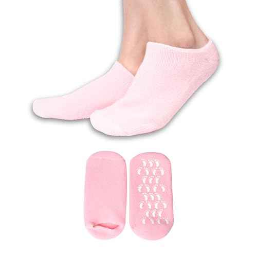Moisturizing Socks for Dry Cracked Feet Women and Men Hydrating Gel Spa Sock Foot Moisturizer During Overnight (1 Pair (Pink))