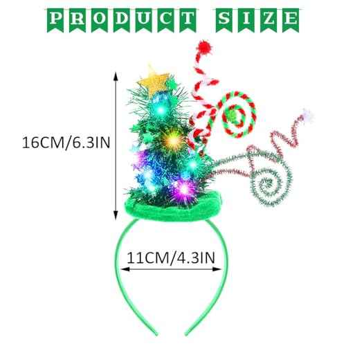 Catery Christmas Tree Headbands Led Christmas Headband Xmas Elf Hair Band Holiday Hairband Hair Accessories for Women Kids