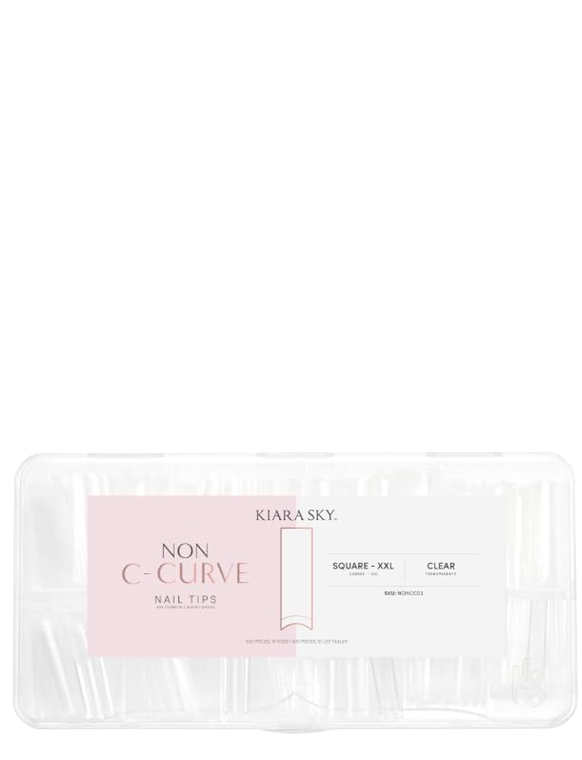 Kiara Sky Professional Nails Non C Curve Nail Tips (Non C-Curve Nail Tips XXL - Square - Clear)