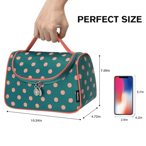 Yeiotsy Travel Cosmetic Bag ? Polka Dots Makeup Travel Organizer, Hanging Toiletry Bag for Women