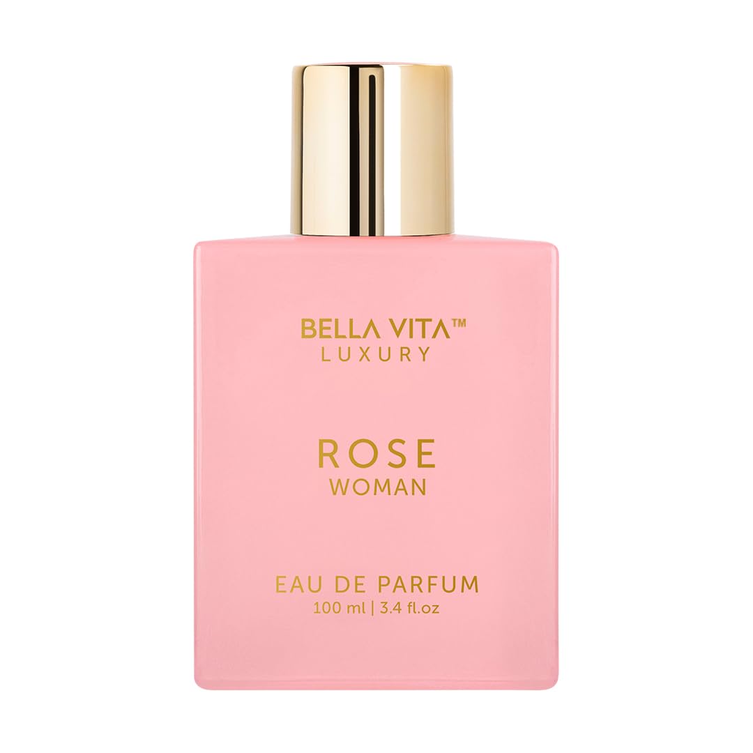 Bellavita Luxury ROSE Eau de Parfum | 100 ml (3.4 fl.oz.) | Perfume for Women | Fresh, Floral Peach, Jasmine, and Ambery Musk Notes | Long Lasting Women's Day Special Fragrance