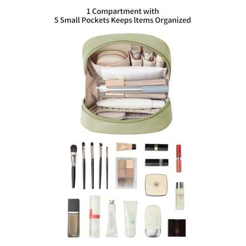 RIGHT AWAY Checkered Makeup Bag for Purse,Small Cosmetic Bag Organizer for Women, Travel Make Up Pouch Waterproof Toiletry Bag Cute Makeup Case for Travel Accessories(Green Checkerboard)