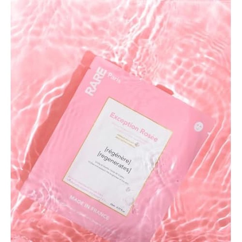 RARE Paris - Exception Ros?e - Regenerating Facial Sheet Mask - Hydrating & Brightening - With Ceramides & Omega-3 & 6 - Brightening, Firming & Revitalizing - Multi-Active Serum Formula - 5 Pack