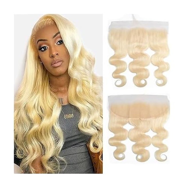 613 Frontal Closure Blonde Lace Body Wave 613 Frontal Only 180% Density 12A Brazilian Virgin Remy Hair Free Part Ear To Ear Hd Transparent 613 Lace Closure 18 Inch
